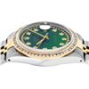 Image 3 : Rolex Mens 2 Tone Green Vignette Princess Cut Diamond Datejust Wristwatch