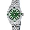 Image 2 : Rolex Ladies Stainless Steel Green Emerald & Diamond Datejust Wristwatch 26MM