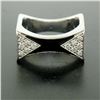 Image 2 : 14K White Gold 0.30 ctw Diamond & Black Enamel Stone Finished Squared Band Ring