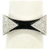 Image 4 : 14K White Gold 0.30 ctw Diamond & Black Enamel Stone Finished Squared Band Ring