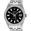 Image 2 : Rolex Mens Stainless Steel Black Baguette Diamond 36MM Datejust Wristwatch