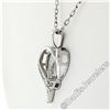 Image 4 : 10kt White Gold Pave Set Single Cut Diamond Open Heart Flower Cluster Pendant Ne