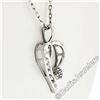 Image 5 : 10kt White Gold Pave Set Single Cut Diamond Open Heart Flower Cluster Pendant Ne