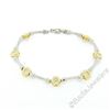 Image 1 : 14kt White and Yellow Gold 0.50 ctw Burnish Diamond Flower and Bar Link Bracelet