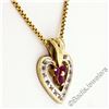 Image 3 : 14kt Yellow Gold 0.51 ctw Round Ruby and Diamond Open Heart Pendant Necklace