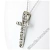 Image 4 : New 14kt White Gold 1.52 ctw Fancy Colored Round Diamond Cross Pendant Necklace