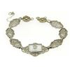 Image 2 : Antique Art Deco 14kt White Gold Camphor Glass and Damond Bracelet