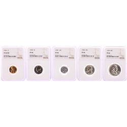 1958 (5) Coin Proof Set Graded NGC PF66