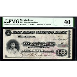1870-80's Reno NV Savings Bank Note PMG 40