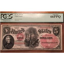 1878 $5 Legal Tender Note PCGS 66PPQ