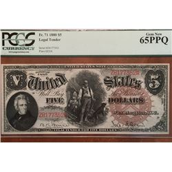1880 $5 Legal Tender Note PCGS 65PPQ