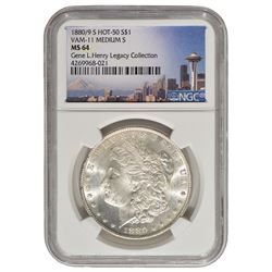 1880/9-S $1 Morgan Silver Dollar Coin NGC MS64