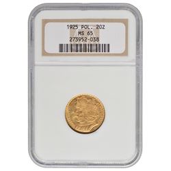 1925 Poland 10 and 20 Zloty Gold Coin NGC MS65