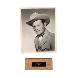 Stonewall Jackson Signed Headshot and Piece of Debbie Reynolds Studio Dance Floor