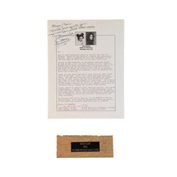 Annette Funicello Signed Club Letter with Debbie Reynolds Dance Studio Floor Piece