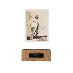 Joane Caulfield Signed Headshot and Piece of Debbie Reynolds Studio Dance Floor