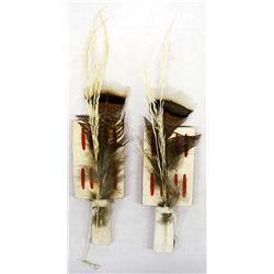 2 Hopi Hand Painted Carved Wood Dance Paddles