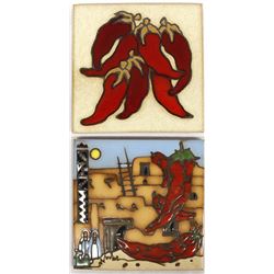 2 Southwestern Clay Decorative Tiles