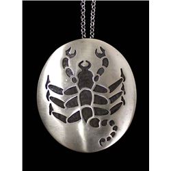 Navajo Sterling Scorpion Pin Pendant Necklace