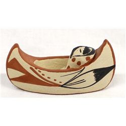 Jemez Miniature Pottery Canoe with Child, Chinana