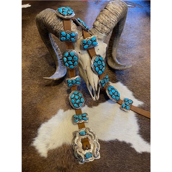 Turquoise Huntress Silver and Concho Belt