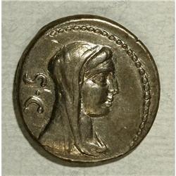 P. Galba. 69 B.C. AR denarius (17 mm, 4.00 g). Veiled h 