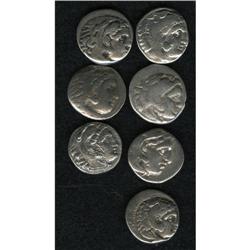 Lot of seven Macedonian drachms of Alexander III. All c 
