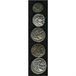 Lot of five Macedonian drachms of Alexander III. All co 