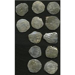Atocha. 12-piece lot of Ungraded Philip III 4 Reales wi 