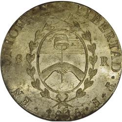 Republic 8 Reales 1815-F PTS, KM14, MS62 PCGS, a choice 