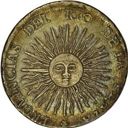 Republic 8 Soles 1815-FL PTS S/R, KM15, toned VF+, very 