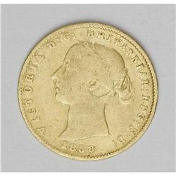 Victoria gold 1/2 Sovereign 1858, KM3, VG-F, evenly wor 