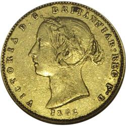 Victoria gold 1/2 Sovereign 1862, KM3, XF45 NGC RBA, li 