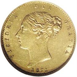 Victoria gold 1/2 Sovereign 1871S, KM5, AU58 NGC RBA, a 