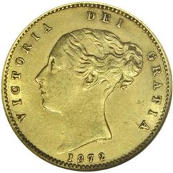 Victoria gold 1/2 Sovereign 1872S, KM5, AU58 NGC RBA, l 