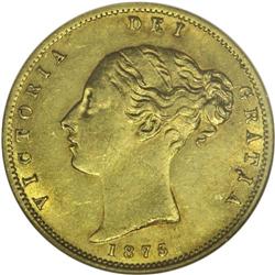 Victoria gold 1/2 Sovereign 1875S, KM5, AU55 NGC RBA, a 