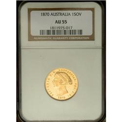 Victoria gold Sovereign 1870, KM4, AU55 NGC, a bright a 