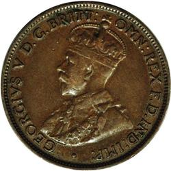 George V Half Penny 1923, KM22, glossy brown Fine, six 