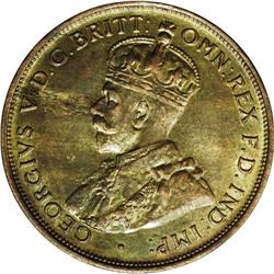 George V Penny 1919 (m) Dot Below Bottom Scroll, KM23, 