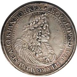 Leopold the Hogmouth Broad 2 Taler 1675 Graz, KM1269x, 