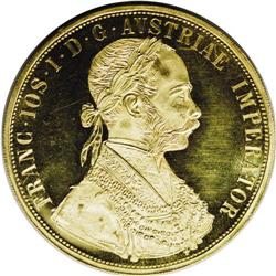 Franz Joseph I gold 4 Ducats 1911, KM2276, choice cameo 