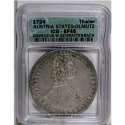 Olmutz. Wolfgang von Schrattenbach Taler 1724, KM133, D 
