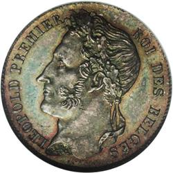 Leopold I 1/2 Franc 1834, KM6, MS65 NGC, a delightful l 