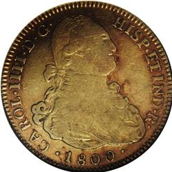 Carlos IV gold 4 Escudos 1800-PP, KM80, VF25 NGC, typic 