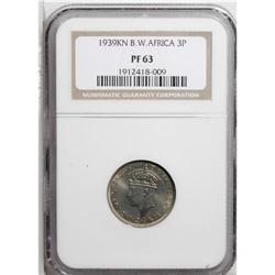 George VI 3 Pence 1939KN, KM21, Proof 63 NGC. 