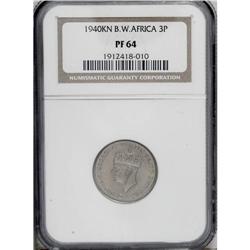 George VI 3 Pence 1940KN, KM21, Proof 64 NGC. 