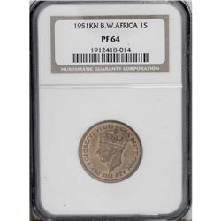 George VI Shilling 1951KN, KM28, Proof 64 NGC, fully br 