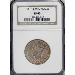 George VI 2 Shillings 1951H, KM29, Specimen 63 NGC. 