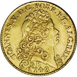 Brazil gold 6400 Reis 1748-B, lightweight imitation of 