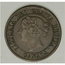 Victoria Cent 1859 Double-Punched 9 #2, KM1, choice glo 